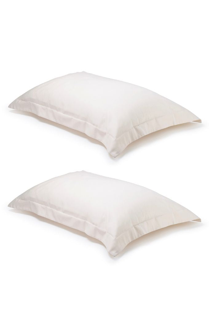 Pair of Natural Oxford Organic Cotton Sateen Weave Pillowcases