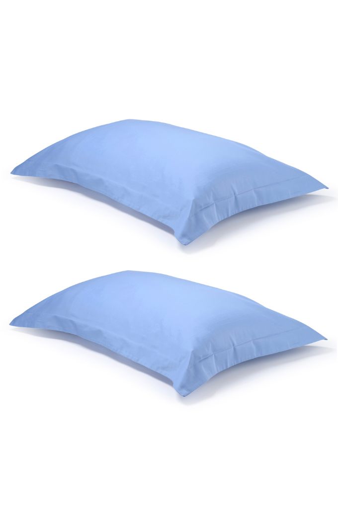 Pair of Mid Blue Oxford Organic Cotton Sateen Weave Pillowcases