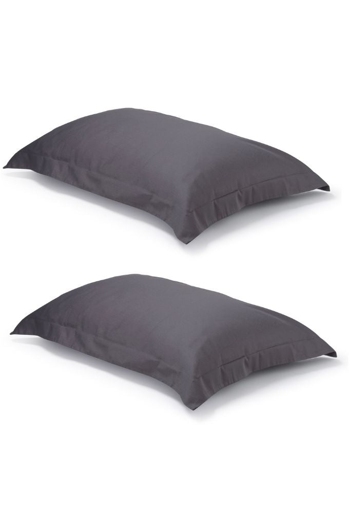 Pair of Dark Slate Oxford Organic Cotton Sateen Weave Pillowcases