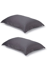 Pair of Dark Slate Oxford Organic Cotton Sateen Weave Pillowcases