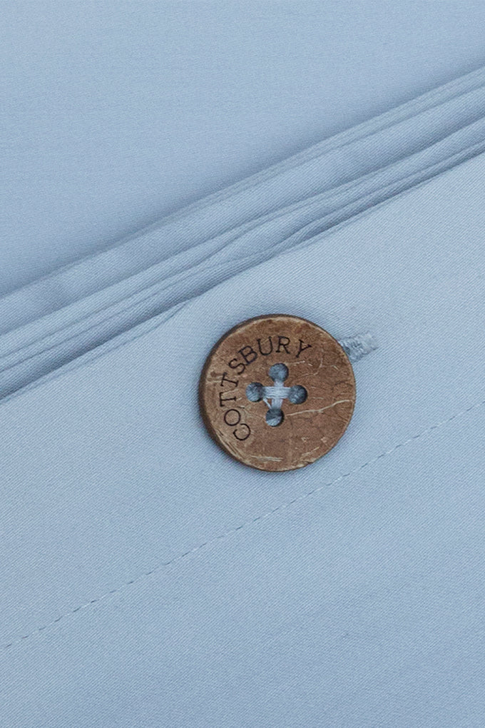 Serene Blue Classic Organic Cotton Sateen Weave Duvet Cover