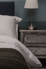 White Optical Check Organic Cotton Sateen Weave Bedding Set