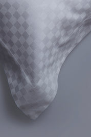 White Optical Check Organic Cotton Sateen Weave Bedding Set