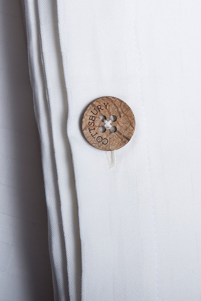 White Optical Check Organic Cotton Sateen Weave Bedding Set