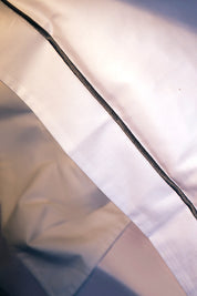 White with Grey Marrow Embroidery Organic Cotton Sateen Weave Bedding Set