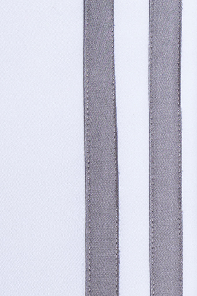 White with Grey Twin Band Organic Cotton  Sateen Weave Bedding Set