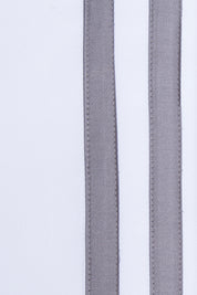 White with Grey Twin Band Organic Cotton  Sateen Weave Bedding Set