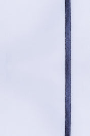 White with Navy Marrow Embroidery Organic Cotton Sateen Weave Bedding Set