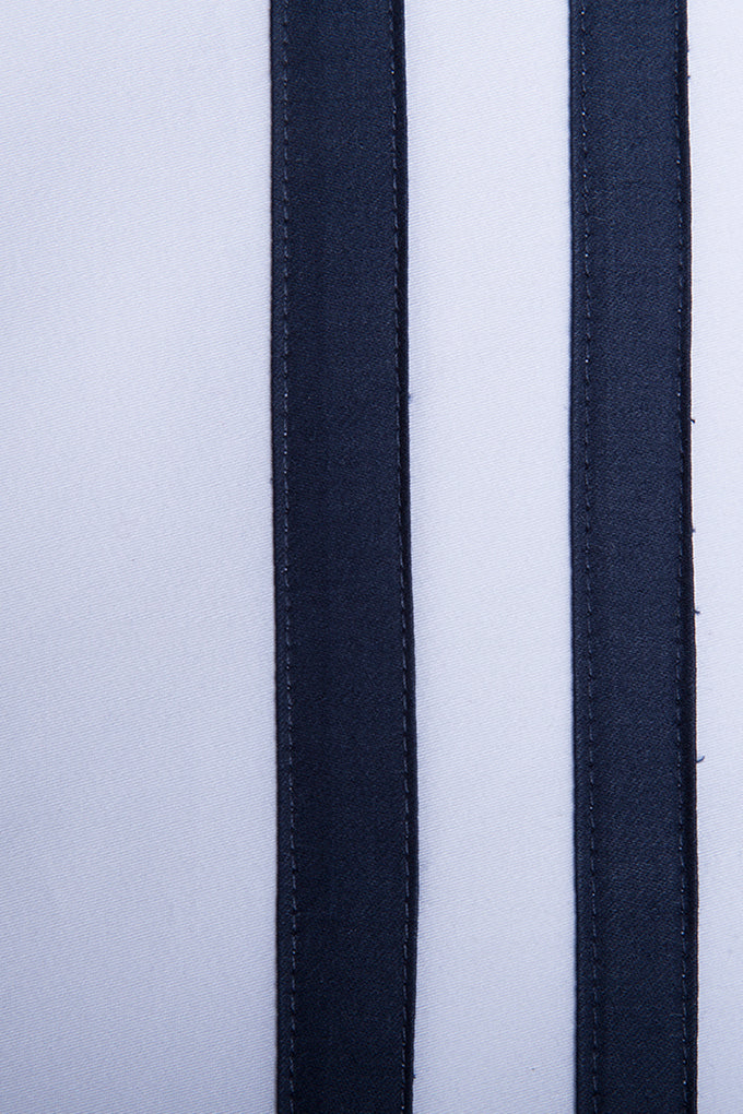 White with Navy Twin Band Organic Cotton Sateen Weave Bedding Set