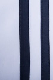 White with Navy Twin Band Organic Cotton Sateen Weave Bedding Set