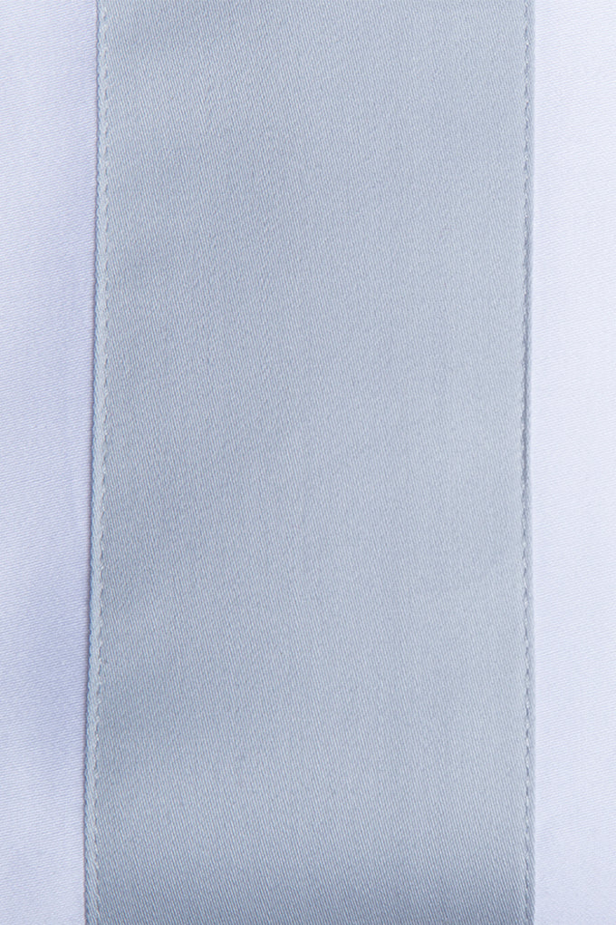 White with Serene Blue Block Panel Organic Cotton Sateen Weave Bedding Set