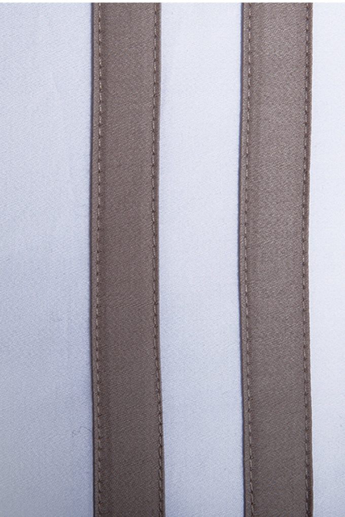 White with Taupe Twin Band Organic Cotton Sateen weave Bedding Set