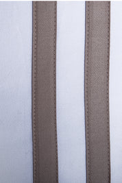 White with Taupe Twin Band Organic Cotton Sateen weave Bedding Set